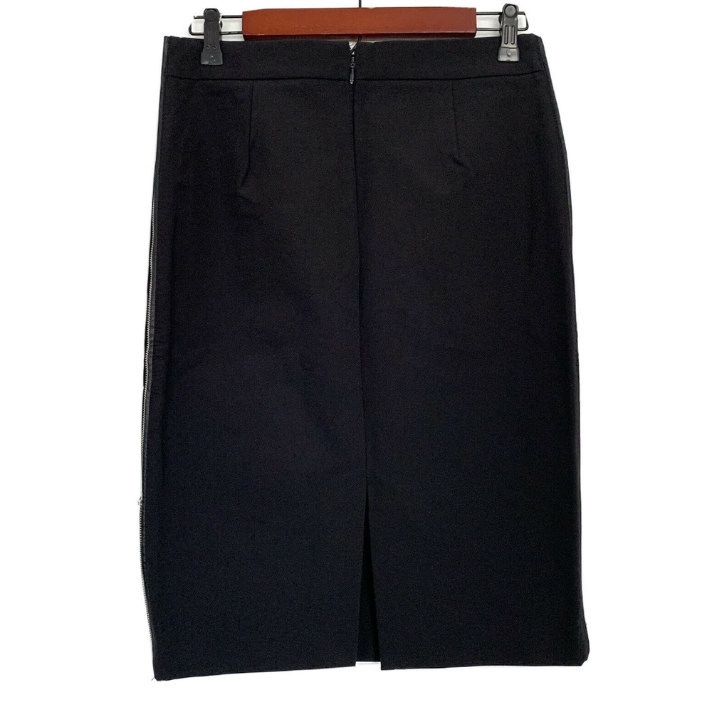 Zara Black Side Zip Leather Trim Pencil Skirt - Picture 8 of 10